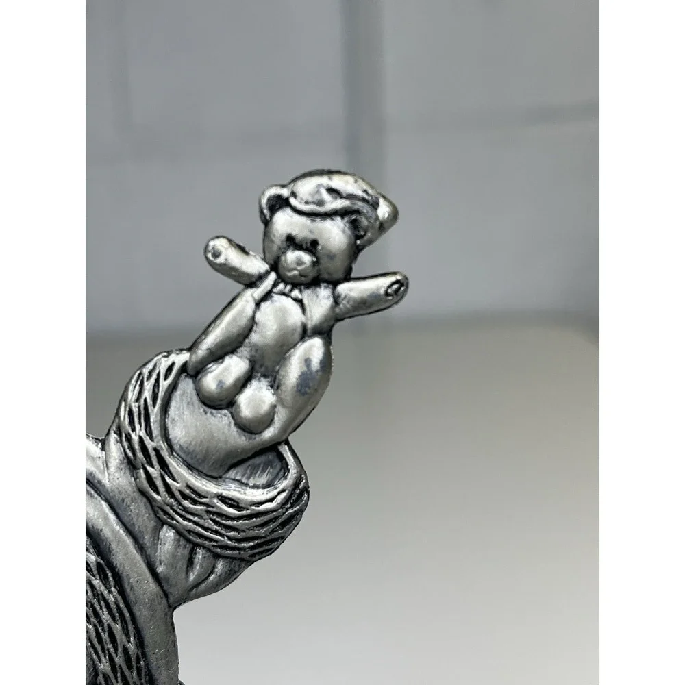 Pewter Santa Stocking Holder Hanger Bag Gifts Christmas‎ Teddy Bear Silver Tone